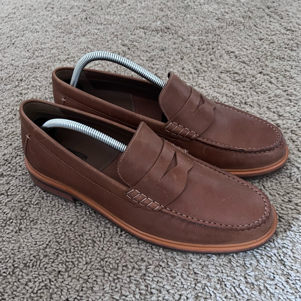 Johnston & Murphy Tan Leather Slip-On Loafers - Men’s Size 10.5